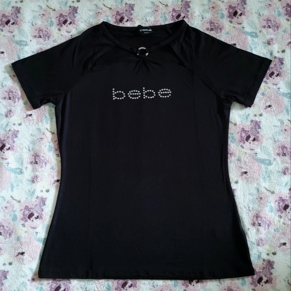 bebe Tops - bebe Black🖤 Top with Silver🤍 O-Ring Detail - NWT
